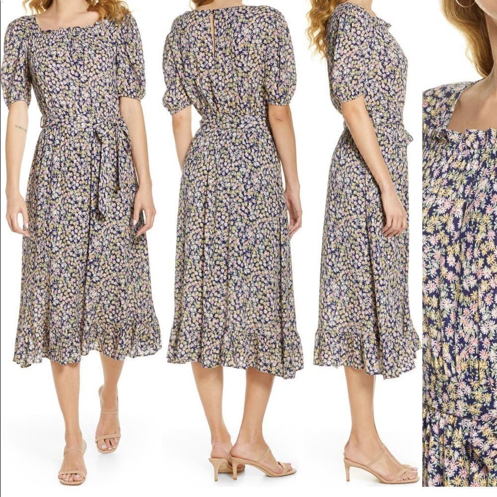 Fraiche by J Women’s Jami floral print tiered rayon midi dress size M, NWT